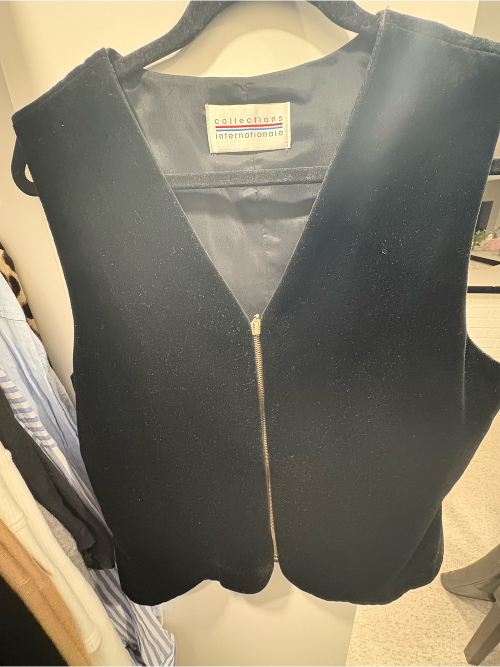 Black Velvet Zip-Front Vest